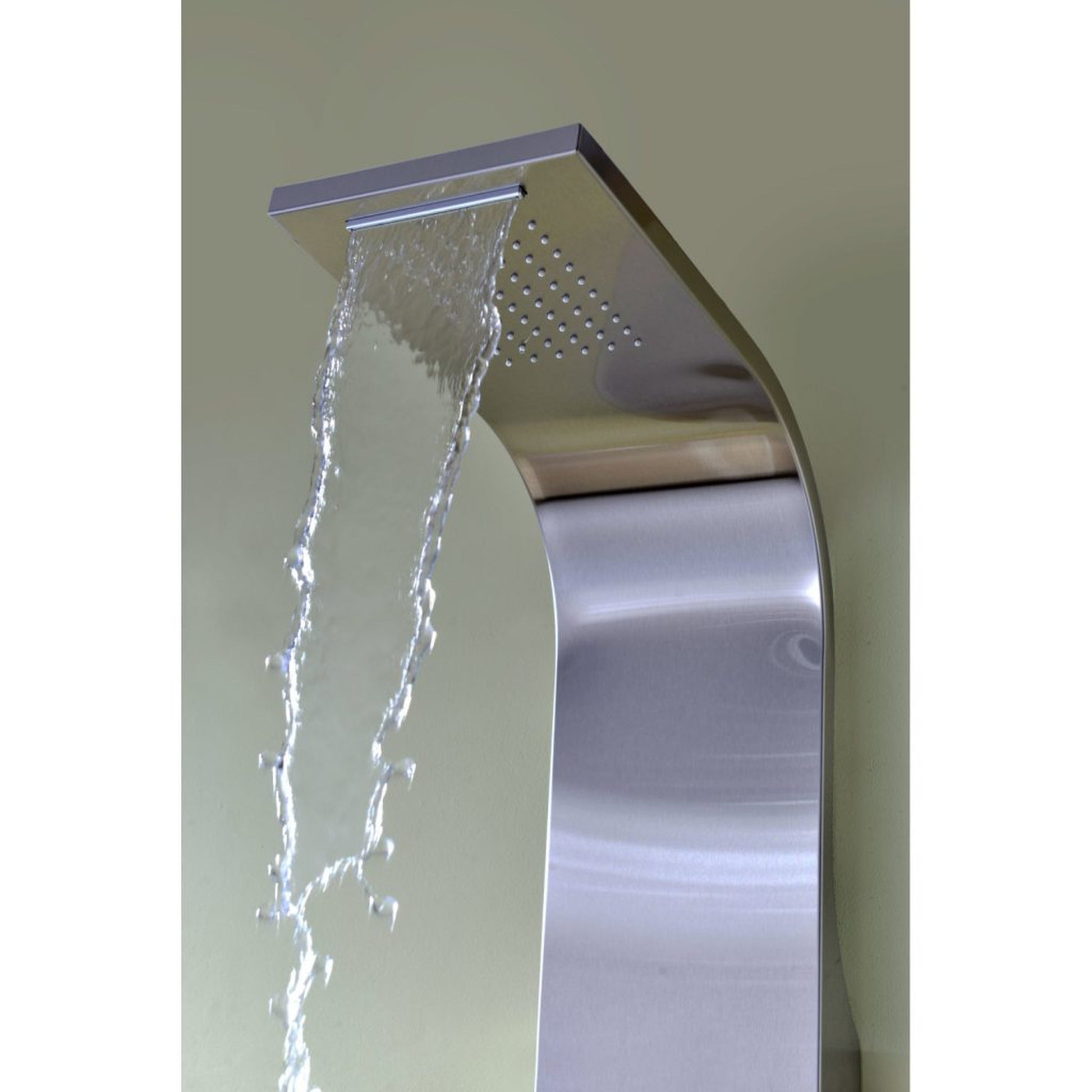 ANZZI Niagara Series 64" Brushed Stainless Steel 2-Jetted Full Body Shower Panel With Heavy Rain Shower Head and Euro-Grip Hand Sprayer