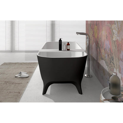 ANZZI Nightshade Series 63" x 32" Matte Black Freestanding Bathtub With Built-In Overflow and Pop-Up Drain
