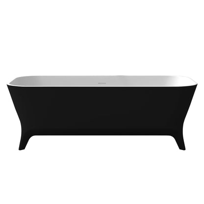 ANZZI Nightshade Series 63" x 32" Matte Black Freestanding Bathtub With Built-In Overflow and Pop-Up Drain