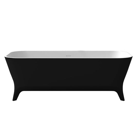 ANZZI Nightshade Series 63" x 32" Matte Black Freestanding Bathtub With Built-In Overflow and Pop-Up Drain