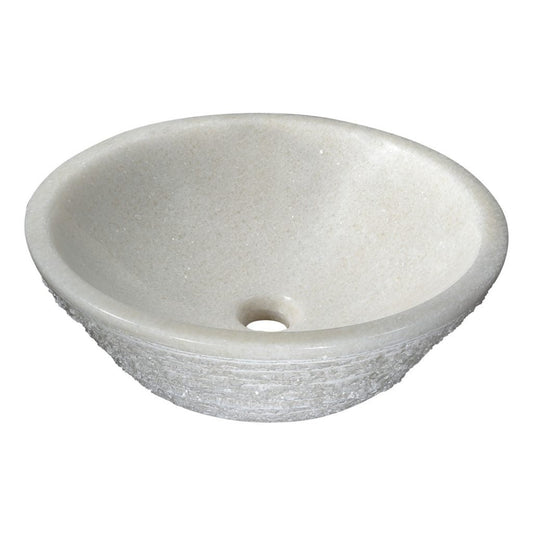 ANZZI Nora Series 17" x 17" Round White Marble Vessel Sink