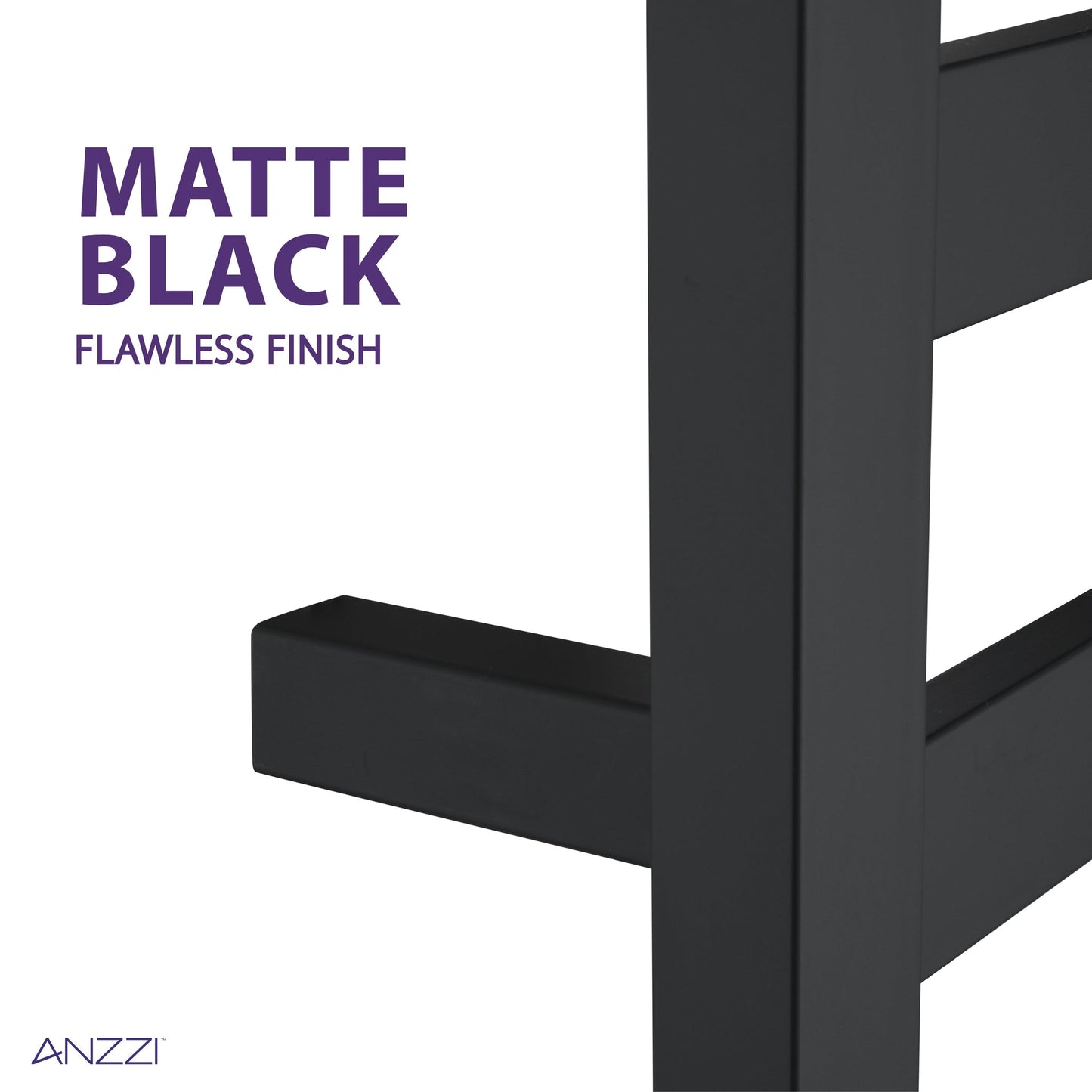 ANZZI Note Series 6-Bar Matte Black Stainless Steel Wall-Mounted Electric Towel Warmer Rack