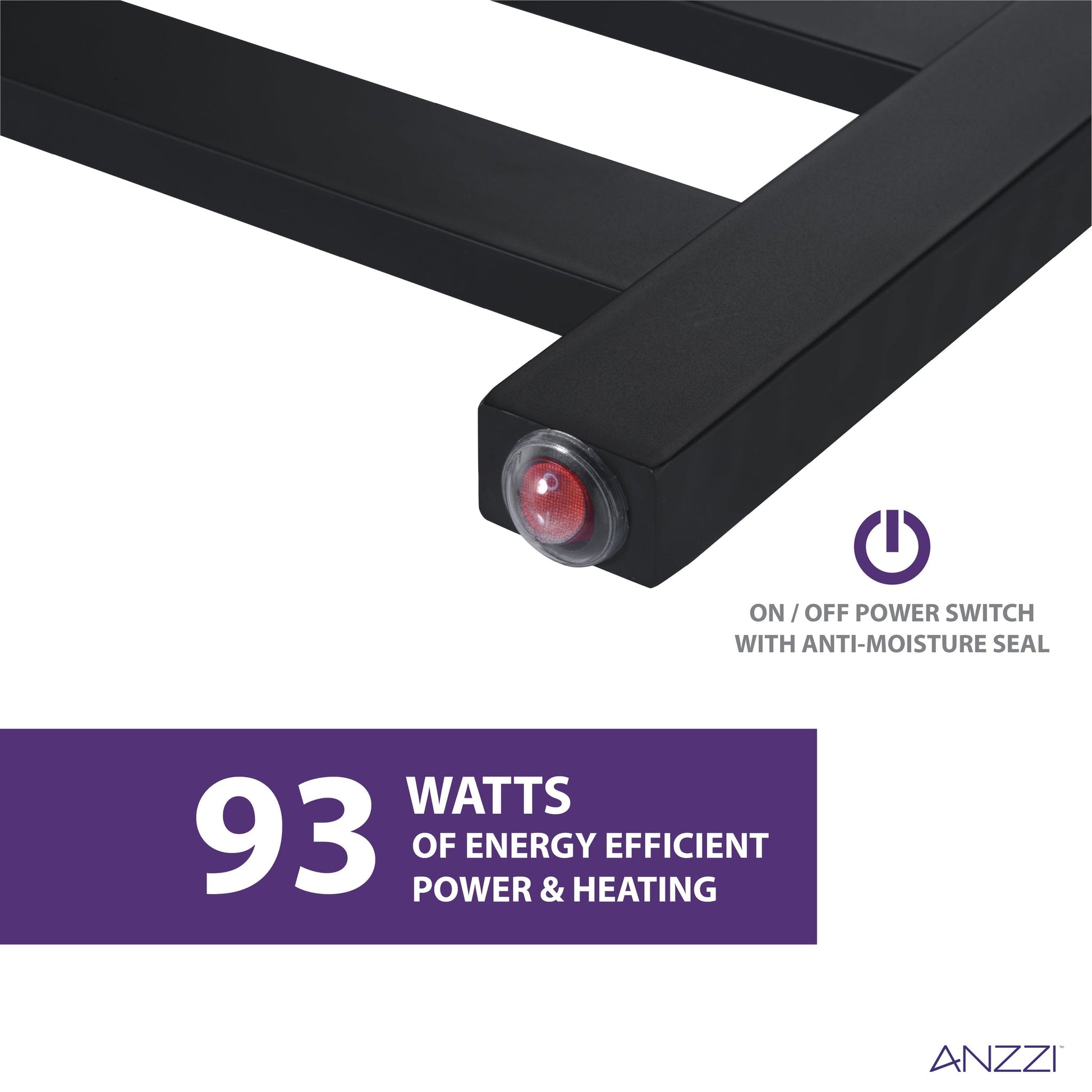 ANZZI Note Series 6-Bar Matte Black Stainless Steel Wall-Mounted Electric Towel Warmer Rack