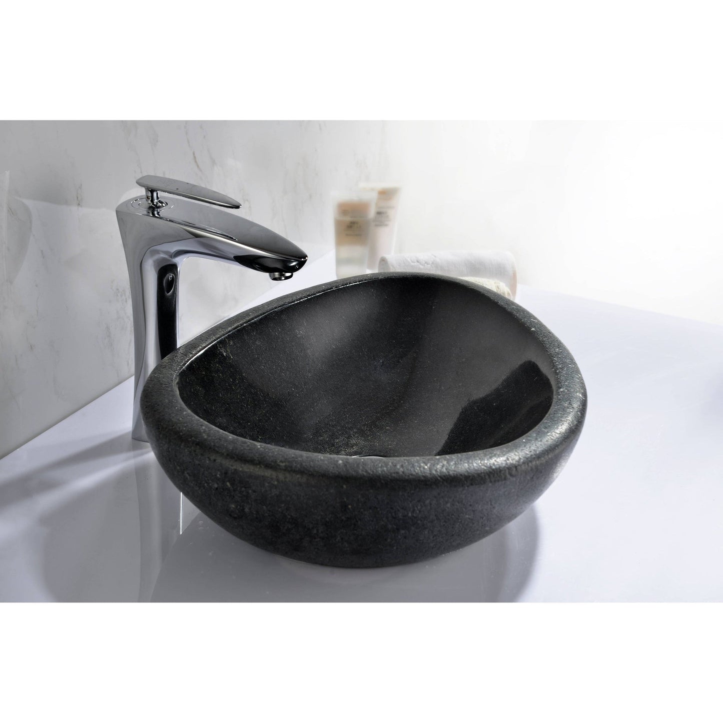 ANZZI Opal Peak Series 19" x 15" Oval Shape Black Vessel Sink