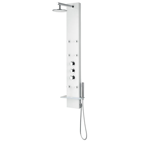 ANZZI Panther Series 60" White 6-Jetted Full Body Shower Panel With Heavy Rain Shower Head and Euro-Grip Hand Sprayer