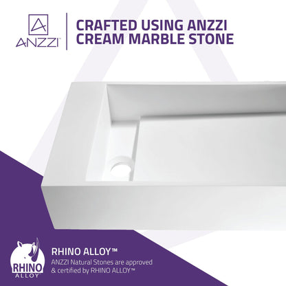 ANZZI Pascal Series 20" x 12" Rectangular Matte White Vessel Sink