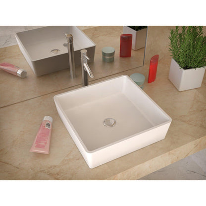 ANZZI Passage Series 16" x 16" Square Shape Matte White Vessel Sink