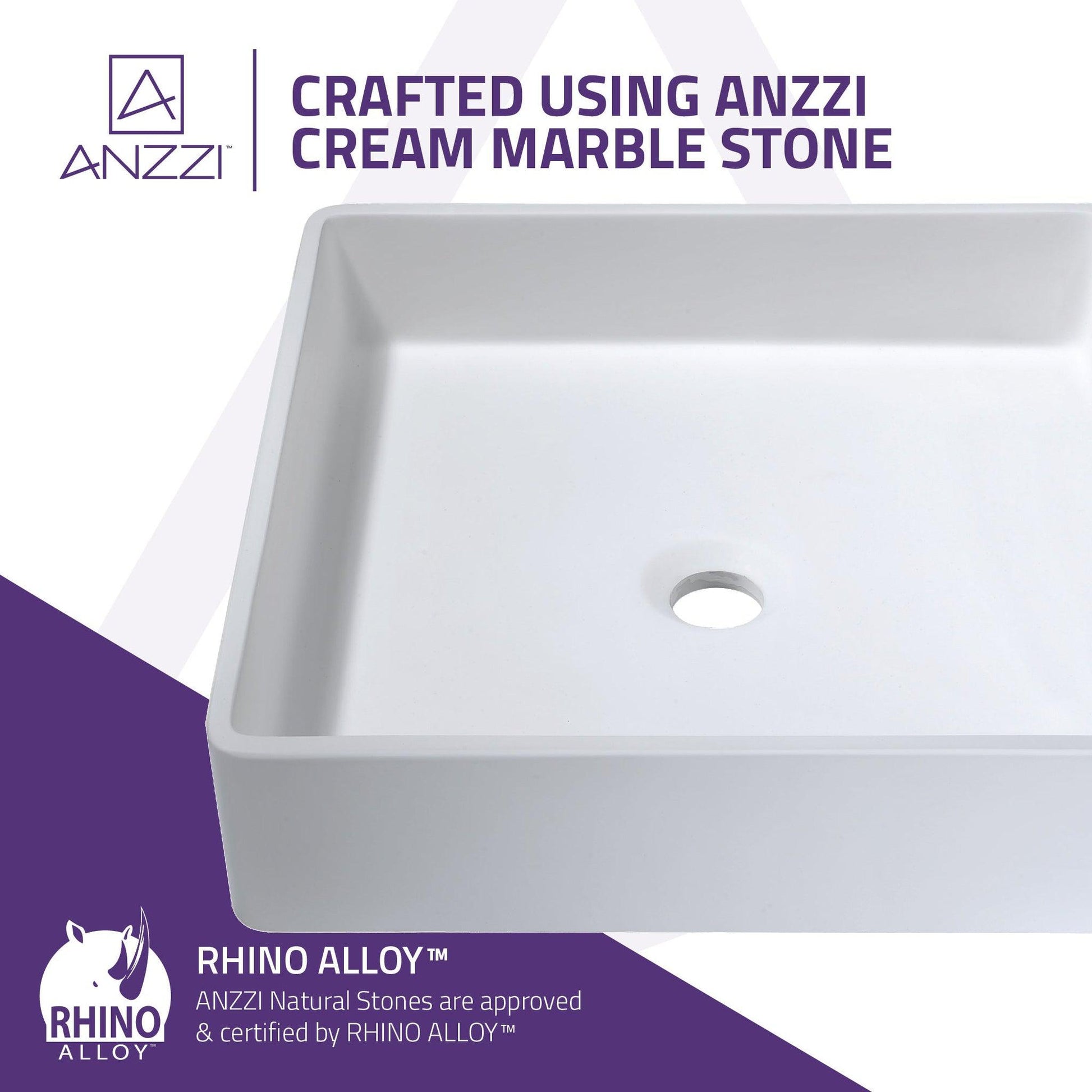 ANZZI Passage Series 16" x 16" Square Shape Matte White Vessel Sink