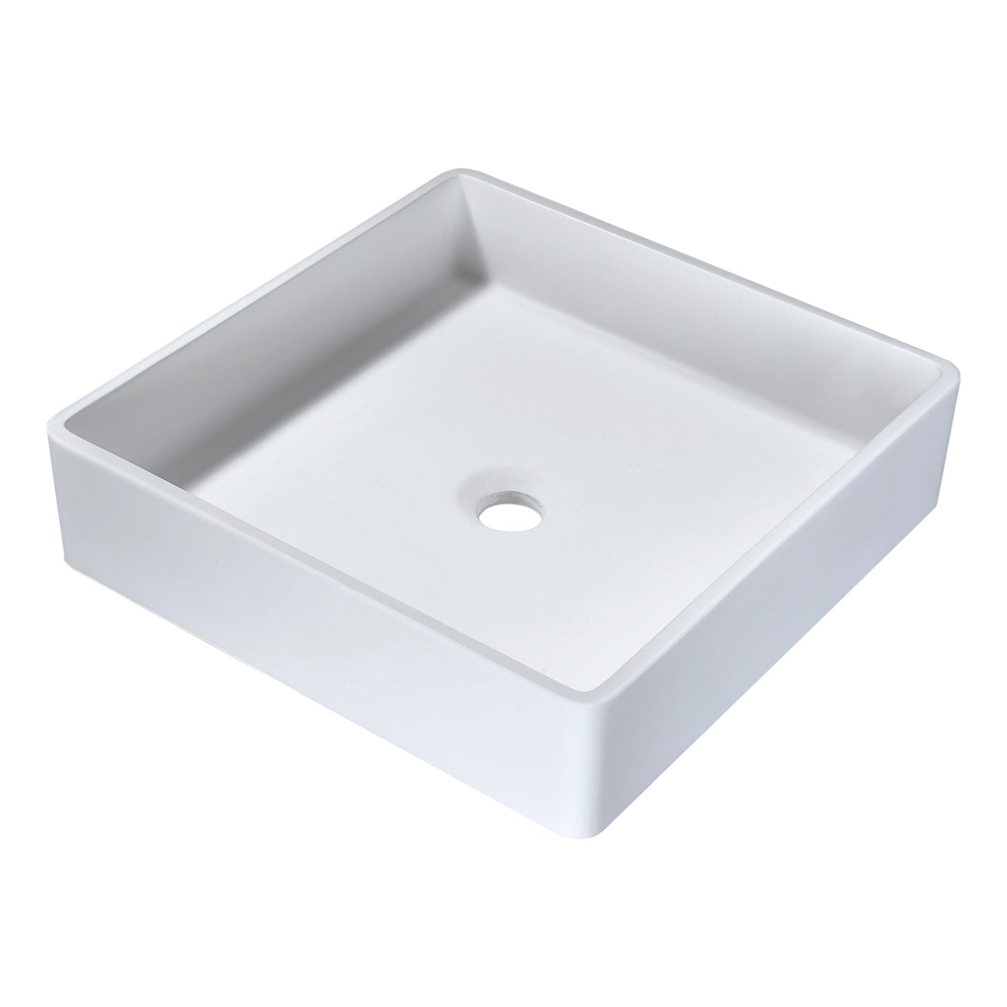 ANZZI Passage Series 16" x 16" Square Shape Matte White Vessel Sink