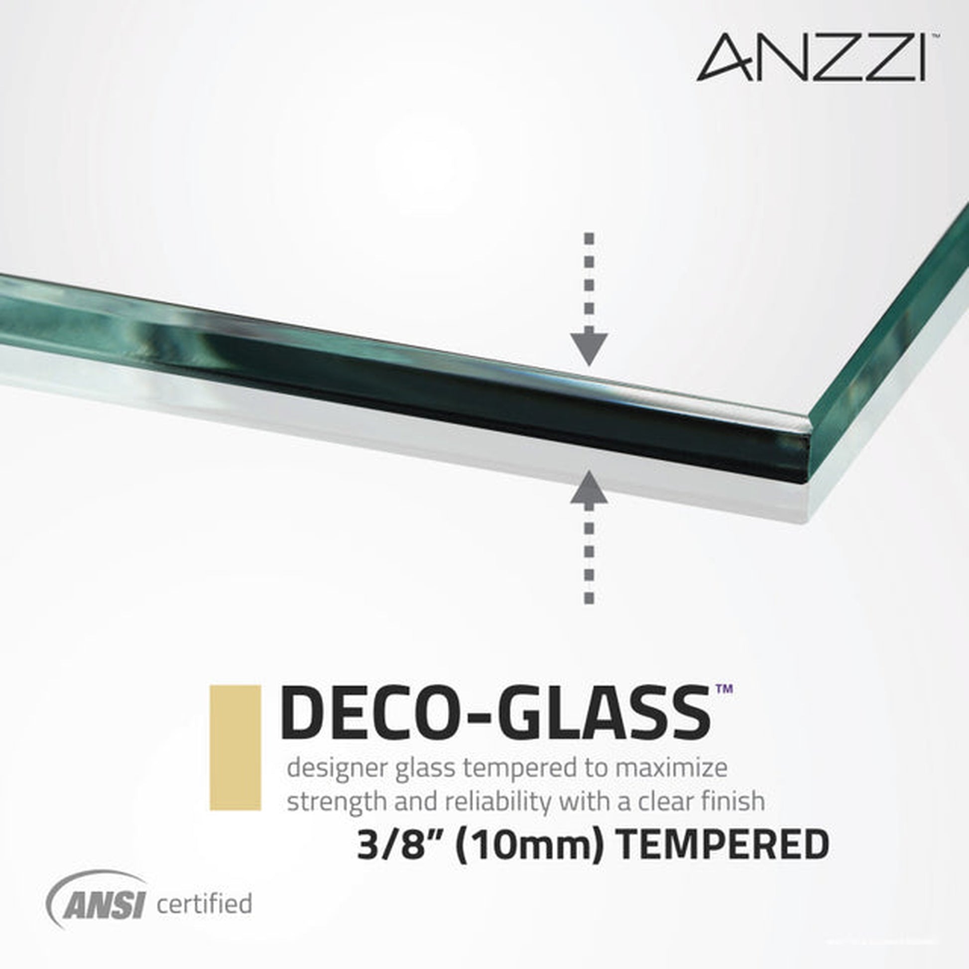 ANZZI Passion Series 30" x 72" Polished Chrome Frameless Hinged Rectangular Shower Door With Handle and Tsunami Guard