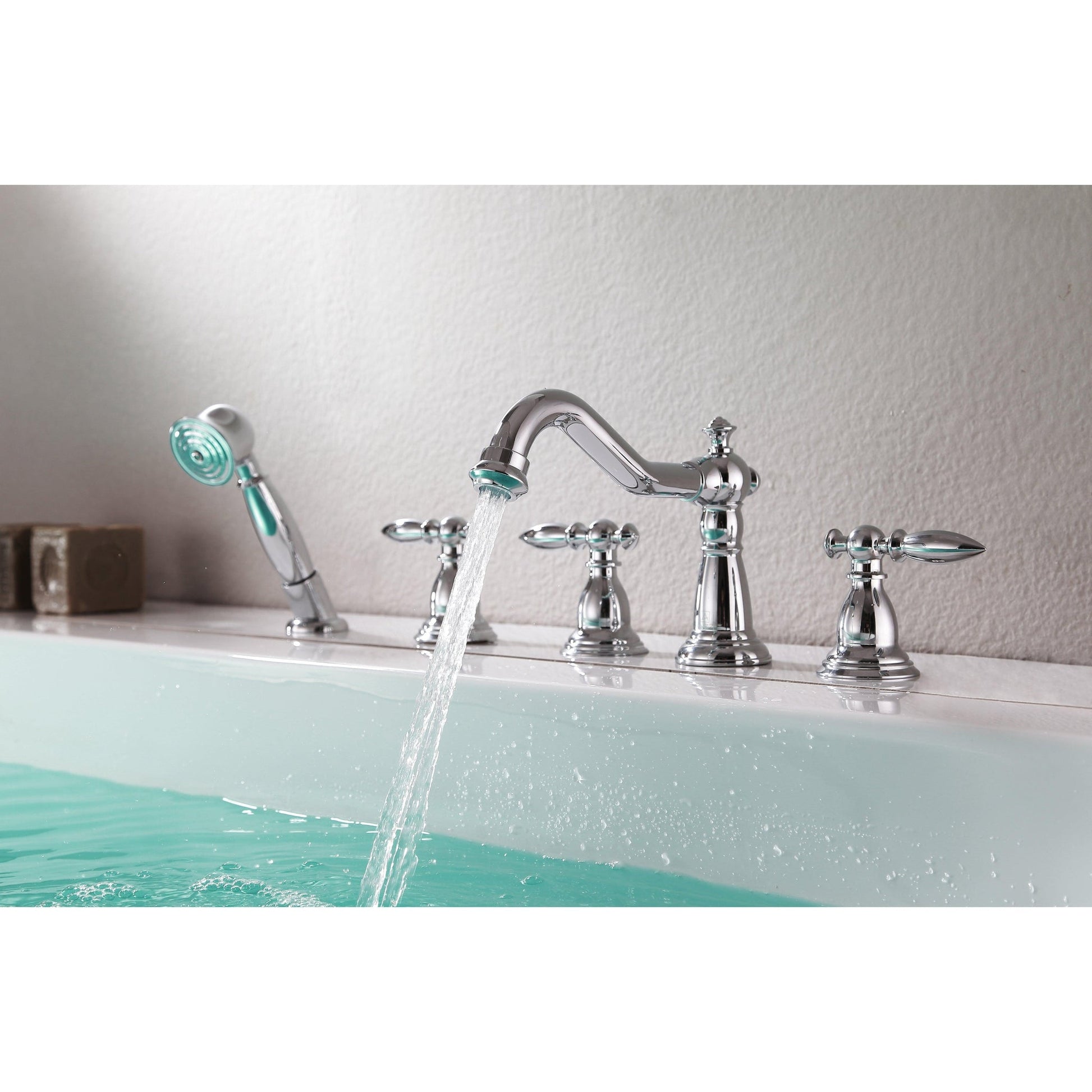 ANZZI Patriarch Series 3-Handle Polished Chrome Roman Tub Faucet With Euro-Grip Handheld Sprayer