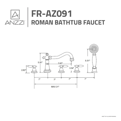 ANZZI Patriarch Series 3-Handle Polished Chrome Roman Tub Faucet With Euro-Grip Handheld Sprayer