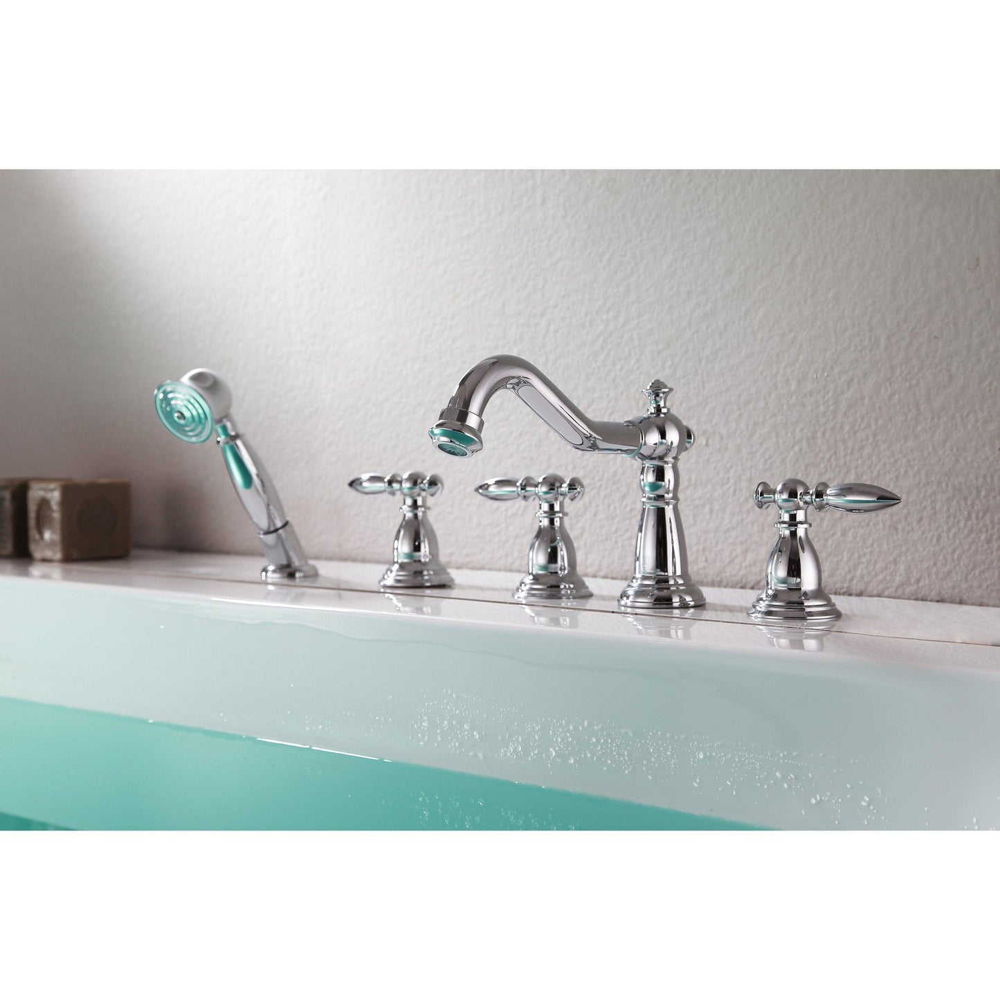 ANZZI Patriarch Series 3-Handle Polished Chrome Roman Tub Faucet With Euro-Grip Handheld Sprayer