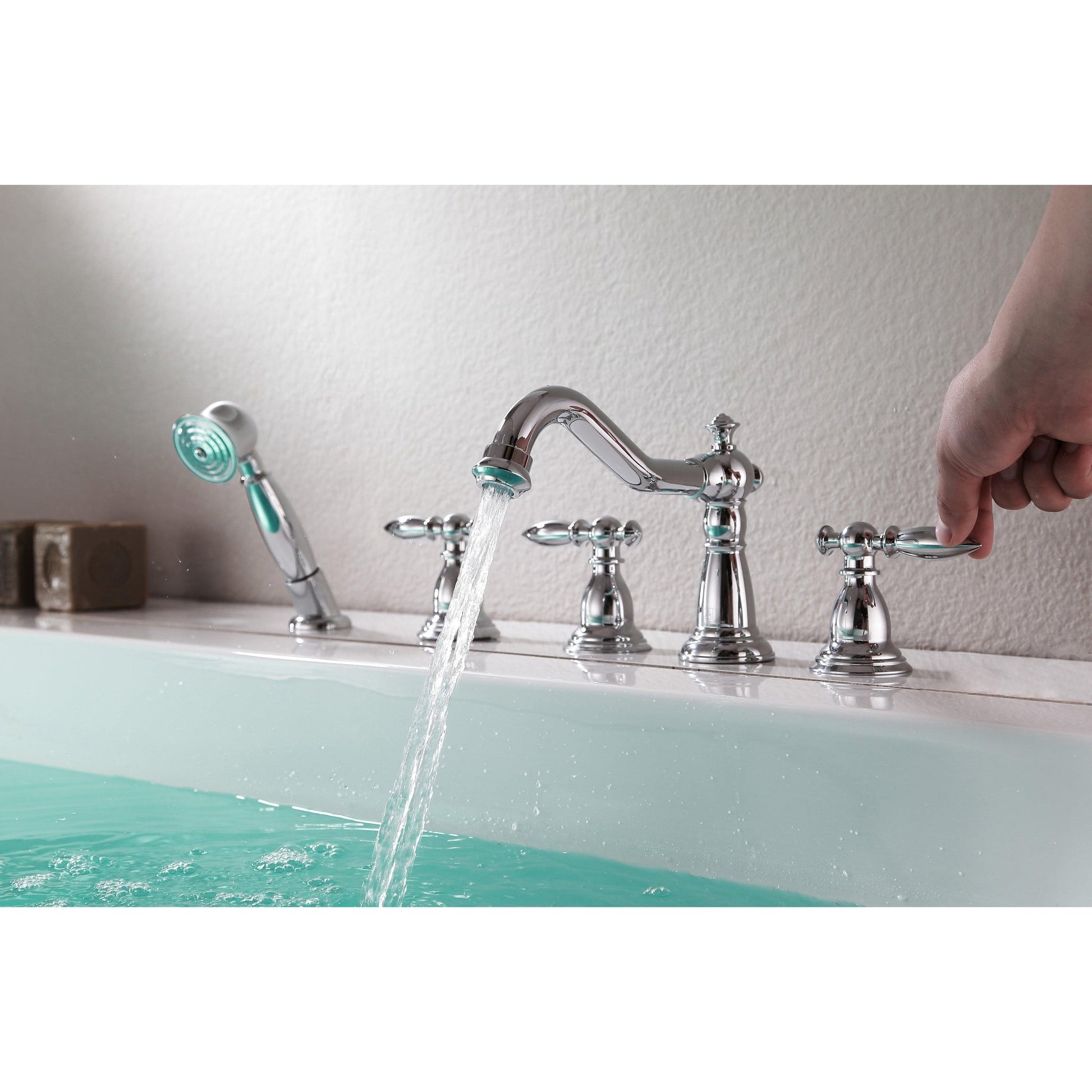 ANZZI Patriarch Series 3-Handle Polished Chrome Roman Tub Faucet With Euro-Grip Handheld Sprayer