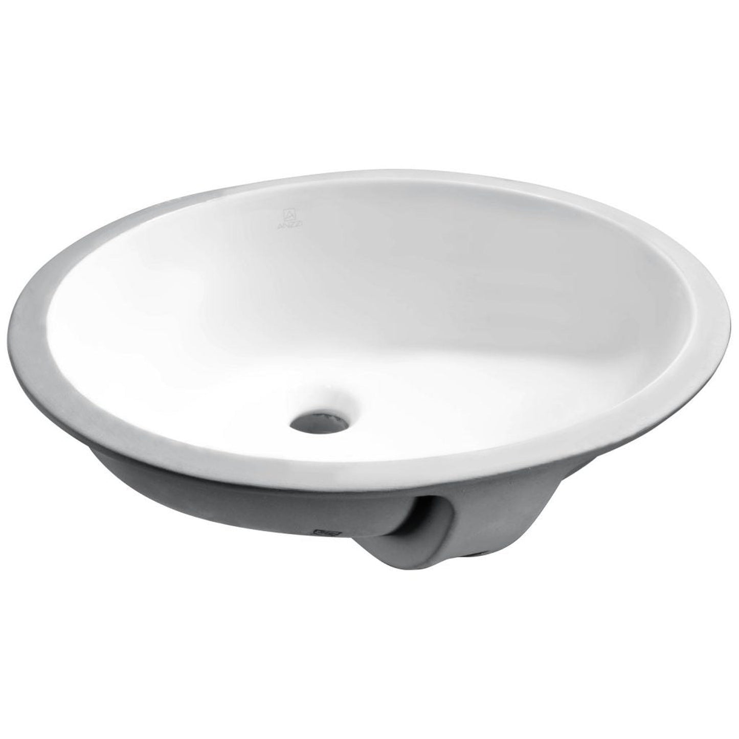 ANZZI Pegasus Series 18" x 15" Oval Shape Glossy White Undermount Sink With Built-In Overflow