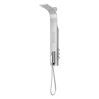 ANZZI Pier Series 48" Brushed Stainless Steel 1-Jetted Full Body Shower Panel With Heavy Rain Shower Head and Euro-Grip Hand Sprayer