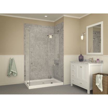 ANZZI Port Series 36" x 48" Center Drain Double Threshold White Shower Base With Built-in Tile Flange