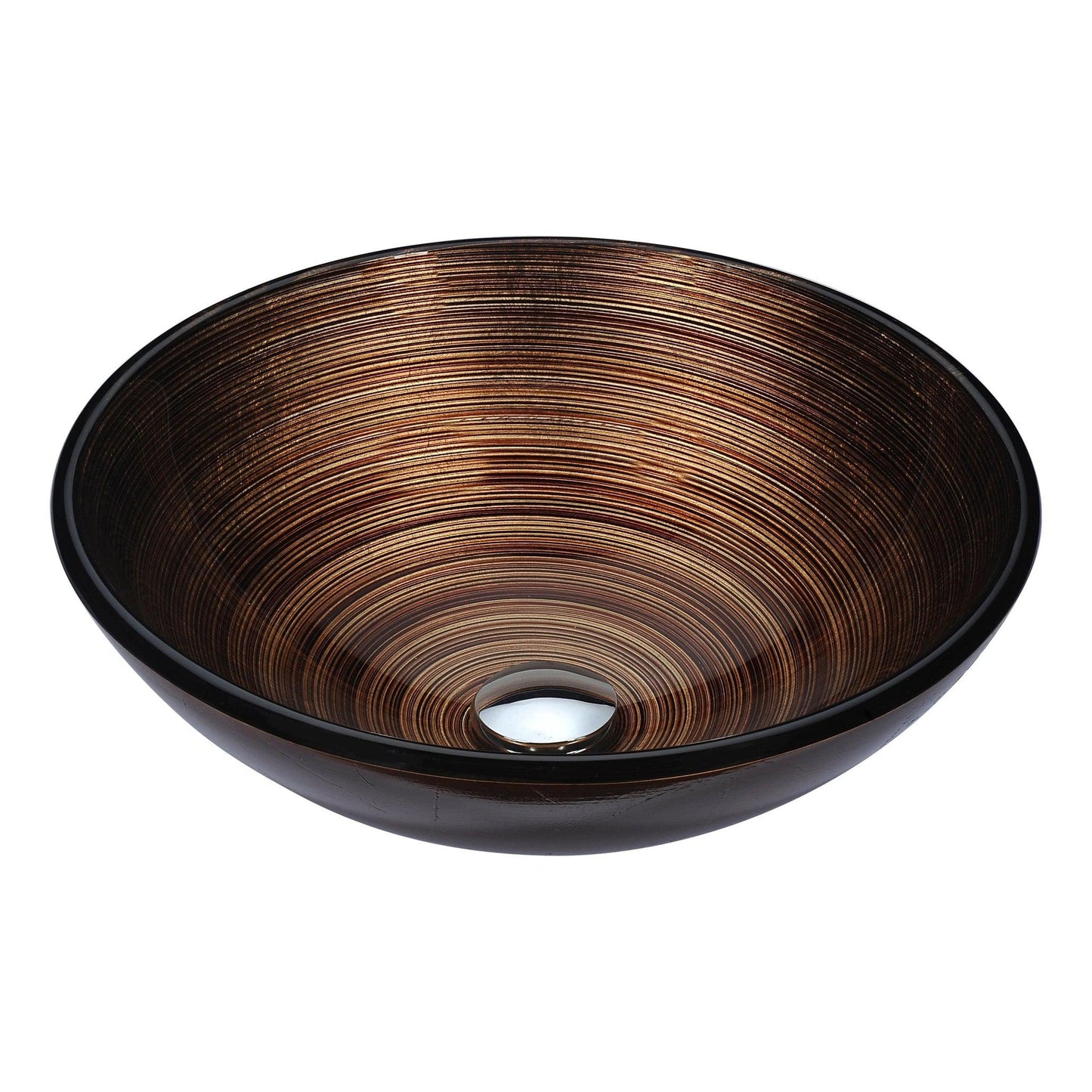 ANZZI Posh Series 17" x 17" Round Radial Umber Deco-Glass Vessel Sink With Polished Chrome Pop-Up Drain