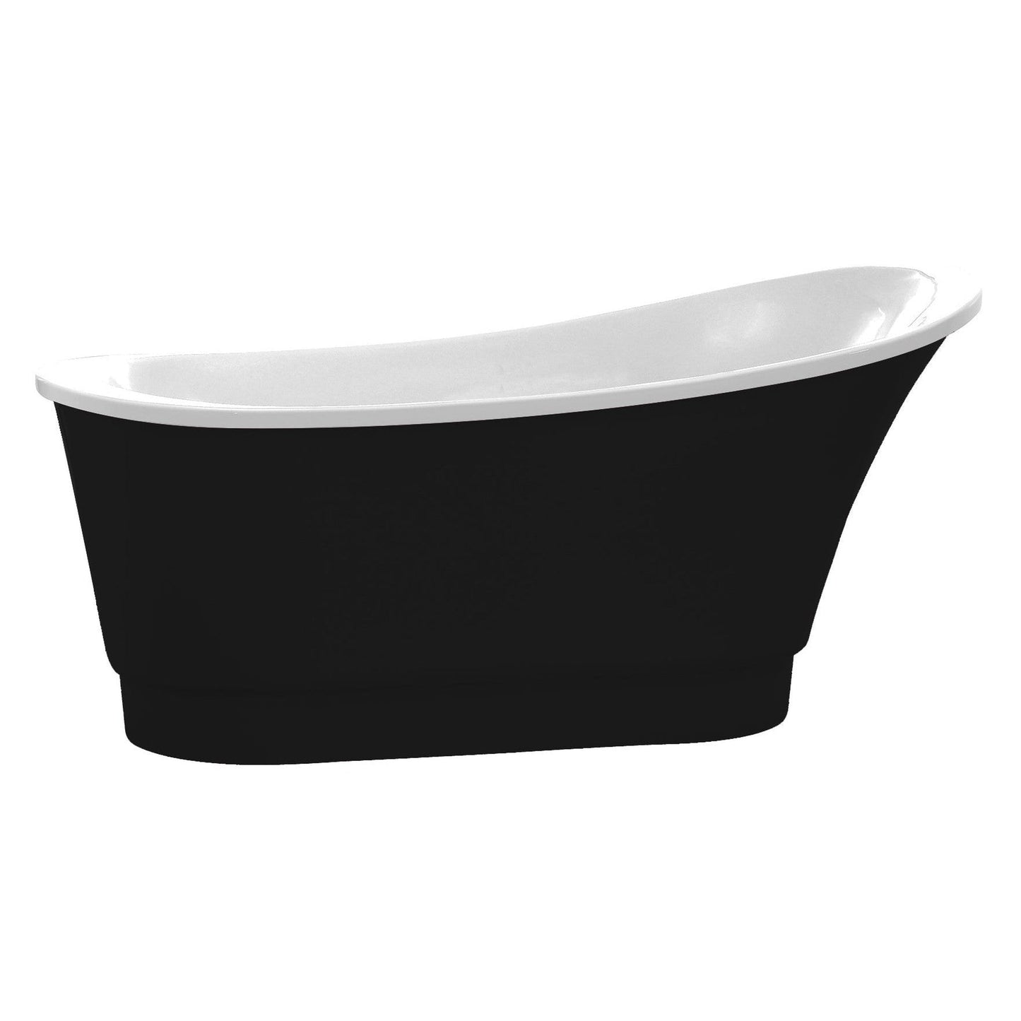 ANZZI Prima Series 67" x 31" Glossy Black Freestanding Bathtub With Built-In Overflow and Pop-Up Drain