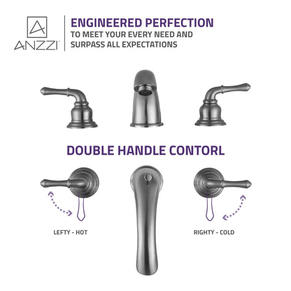 ANZZI Prince Series 3" Widespread Brushed Nickel Bathroom Sink Faucet