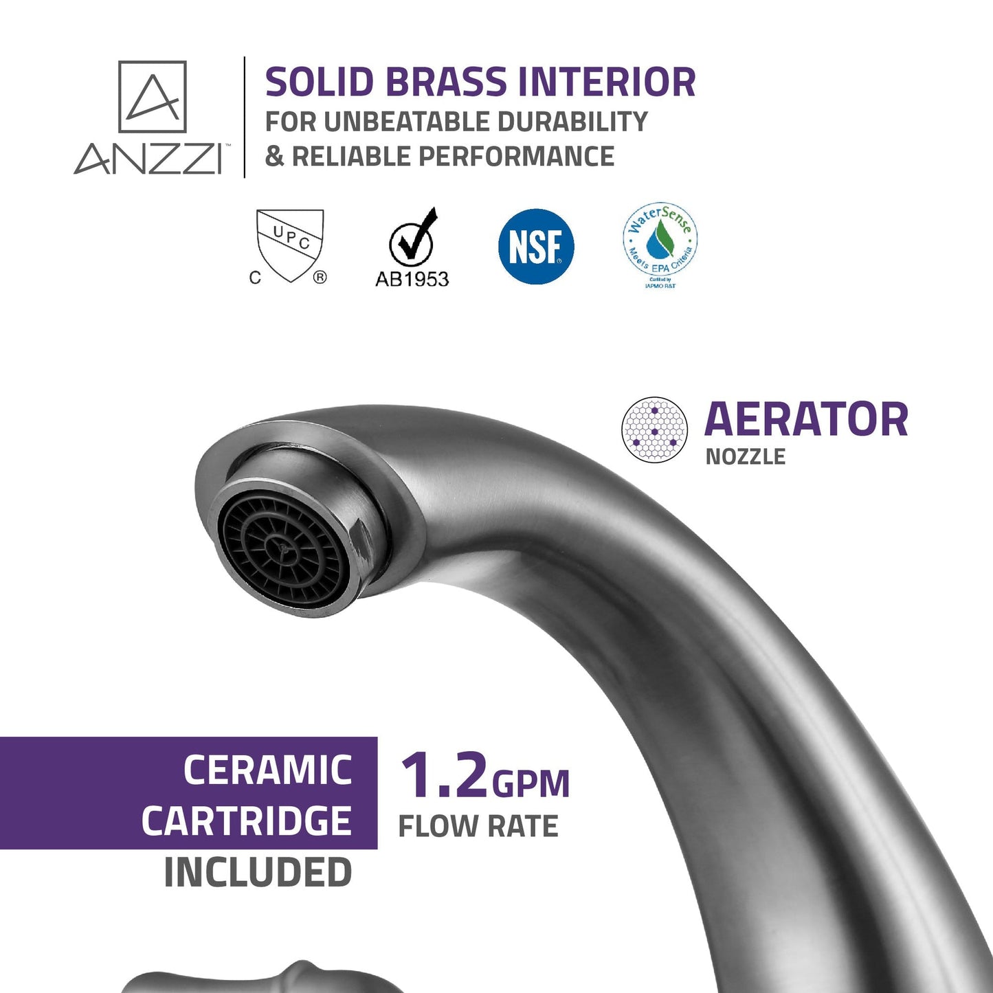 ANZZI Prince Series 3" Widespread Brushed Nickel Bathroom Sink Faucet