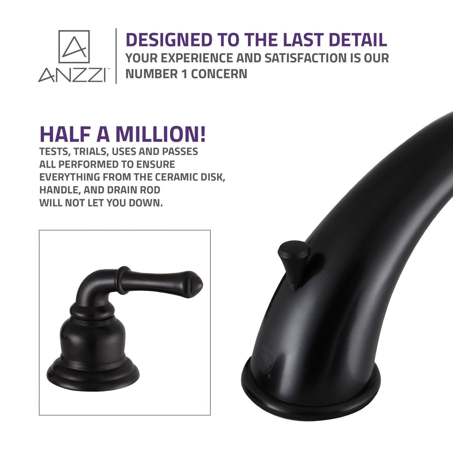 ANZZI Prince Series 3" Widespread Oil Rubbed Bronze Bathroom Sink Faucet