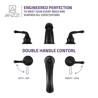 ANZZI Prince Series 3" Widespread Oil Rubbed Bronze Bathroom Sink Faucet