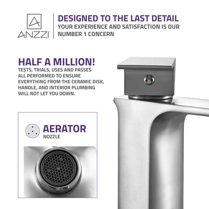 ANZZI Promenade Series 4" Single Hole Brushed Nickel Bathroom Sink Faucet