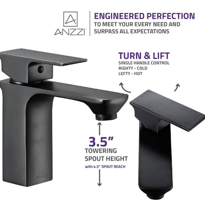 ANZZI Promenade Series 4" Single Hole Oil Rubbed Bronze Bathroom Sink Faucet