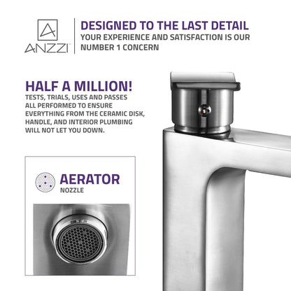 ANZZI Promenade Series 5" Single Hole Brushed Nickel Bathroom Sink Faucet