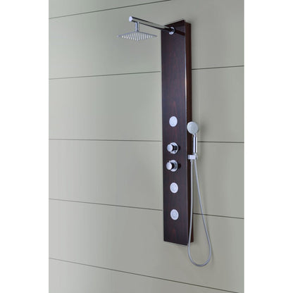 ANZZI Pure Series 59" Mahogany 3-Jetted Full Body Shower Panel With Heavy Rain Shower Head and Euro-Grip Hand Sprayer