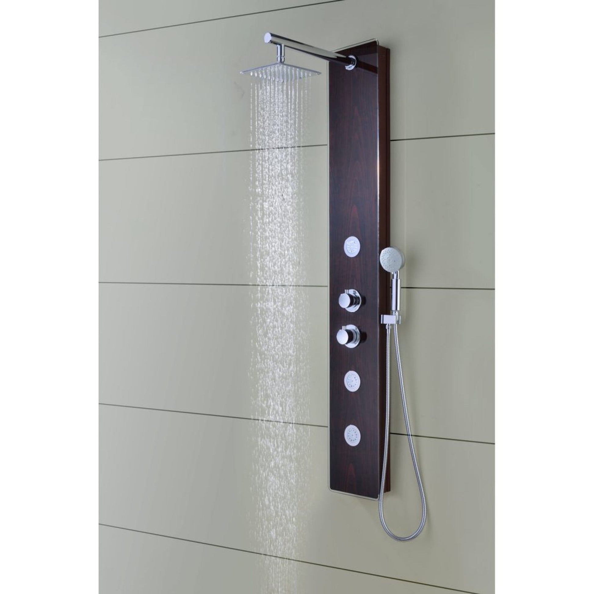 ANZZI Pure Series 59" Mahogany 3-Jetted Full Body Shower Panel With Heavy Rain Shower Head and Euro-Grip Hand Sprayer