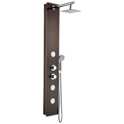 ANZZI Pure Series 59" Mahogany 3-Jetted Full Body Shower Panel With Heavy Rain Shower Head and Euro-Grip Hand Sprayer