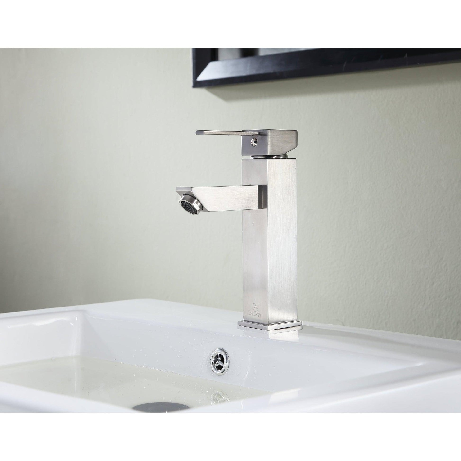 ANZZI Pygmy Series 5" Single Hole Brushed Nickel Bathroom Sink Faucet
