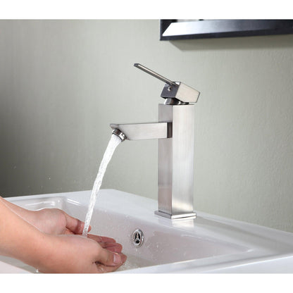 ANZZI Pygmy Series 5" Single Hole Brushed Nickel Bathroom Sink Faucet