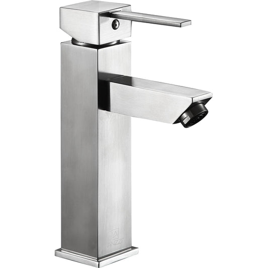 ANZZI Pygmy Series 5" Single Hole Brushed Nickel Bathroom Sink Faucet