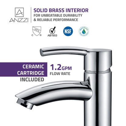 ANZZI Quartet Series 10" Single Hole Polished Chrome Bathroom Sink Faucet