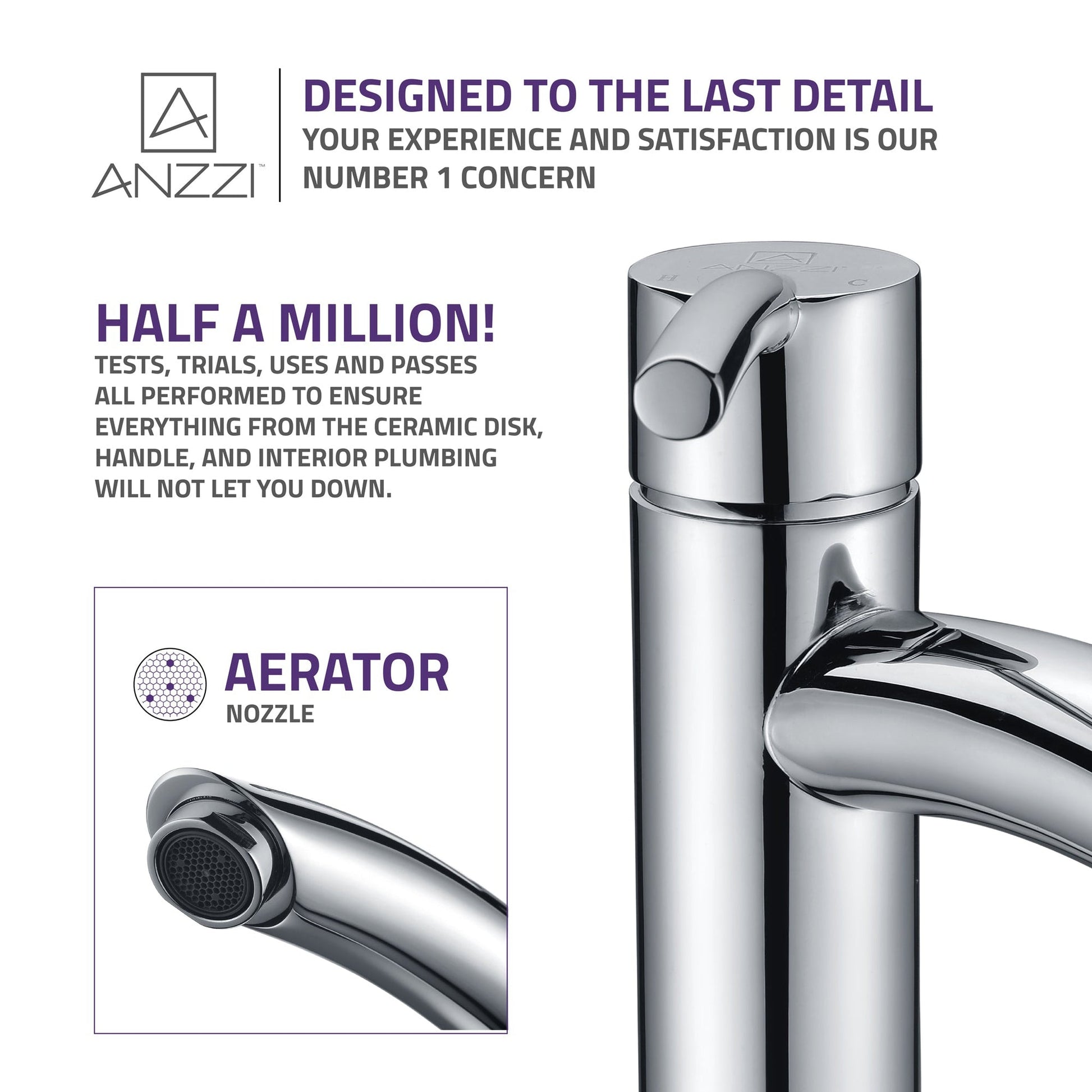 ANZZI Quartet Series 10" Single Hole Polished Chrome Bathroom Sink Faucet