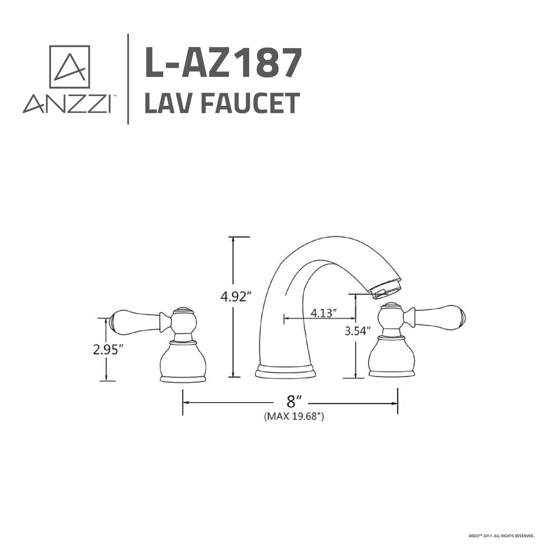 ANZZI Raider Series 4" Widespread Brushed Nickel Bathroom Sink Faucet