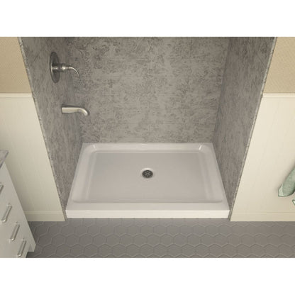 ANZZI Reach Series 48" x 36" Center Drain Single Threshold White Shower Base With Built-in Tile Flange