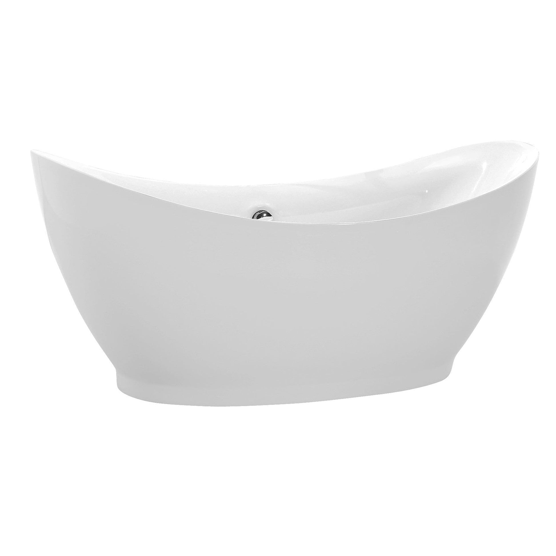 ANZZI Reginald Series 68" x 31" Glossy White Freestanding Bathtub With Built-In Overflow and Pop-Up Drain