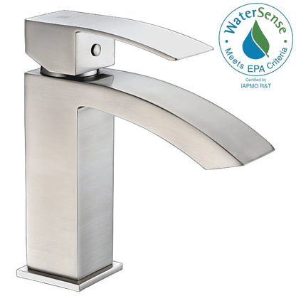 ANZZI Revere Series 4" Single Hole Brushed Nickel Low-Arc Bathroom Sink Faucet