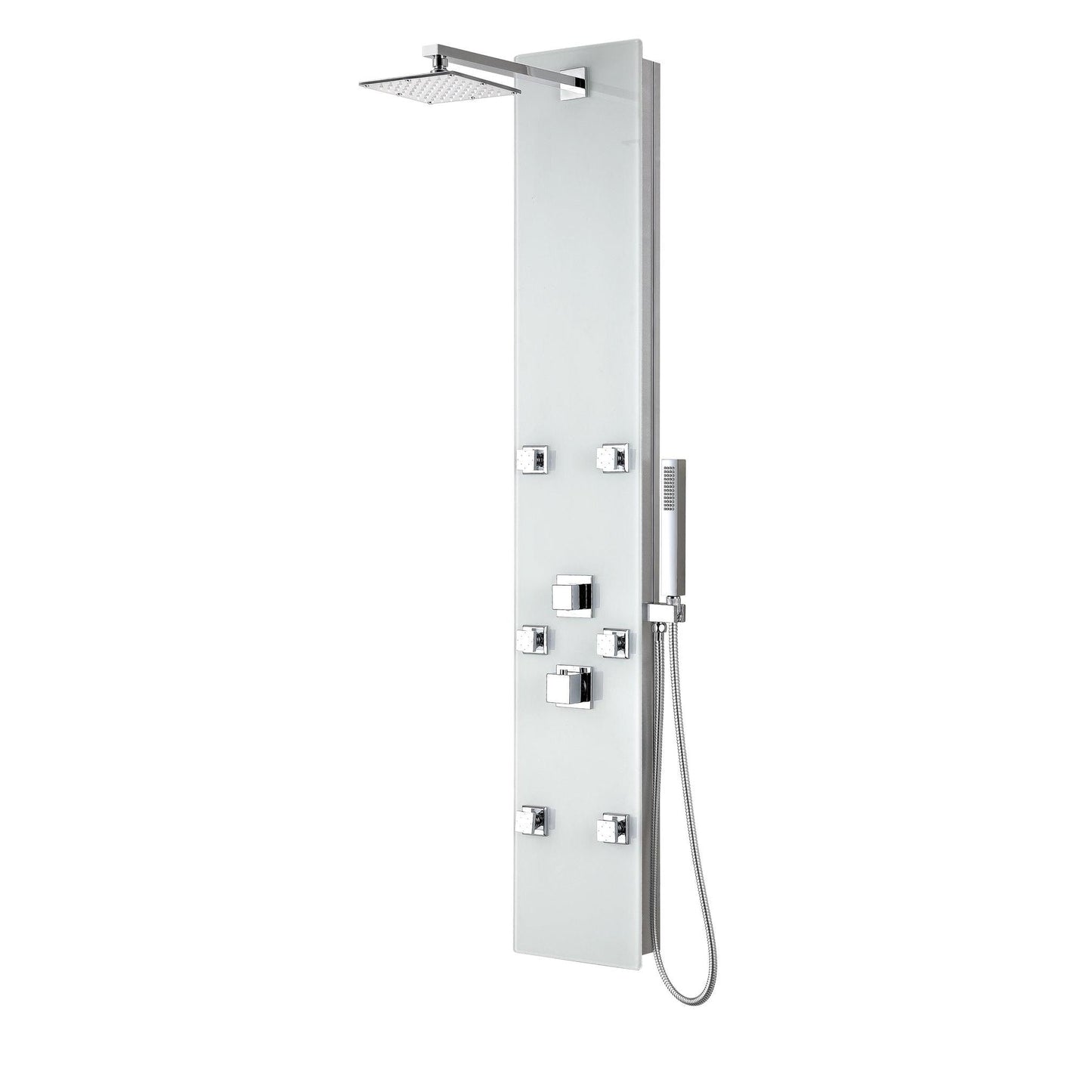 ANZZI Rhaus Series 60" White 6-Jetted Full Body Shower Panel With Heavy Rain Shower Head and Euro-Grip Hand Sprayer