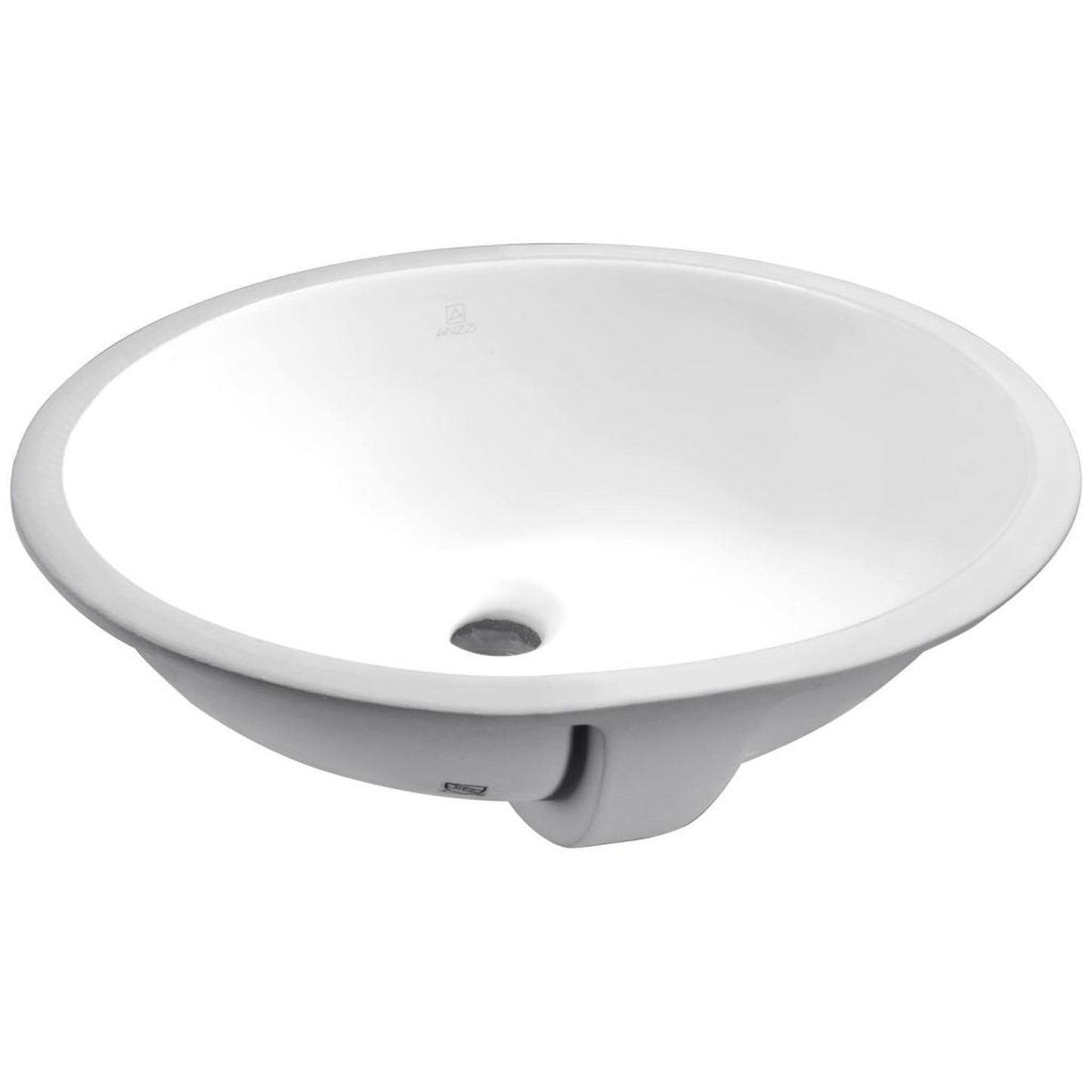 ANZZI Rhodes Series 17" x 14" Oval Shape Glossy White Undermount Sink With Built-In Overflow