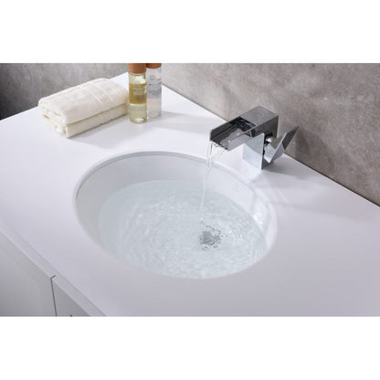 ANZZI Rhodes Series 17" x 14" Oval Shape Glossy White Undermount Sink With Built-In Overflow
