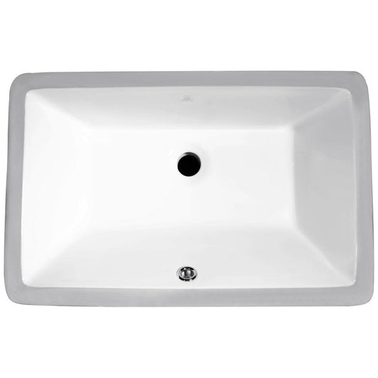 ANZZI Rhodes Series 21" x 13" Rectangular Glossy White Undermount Sink With Built-In Overflow