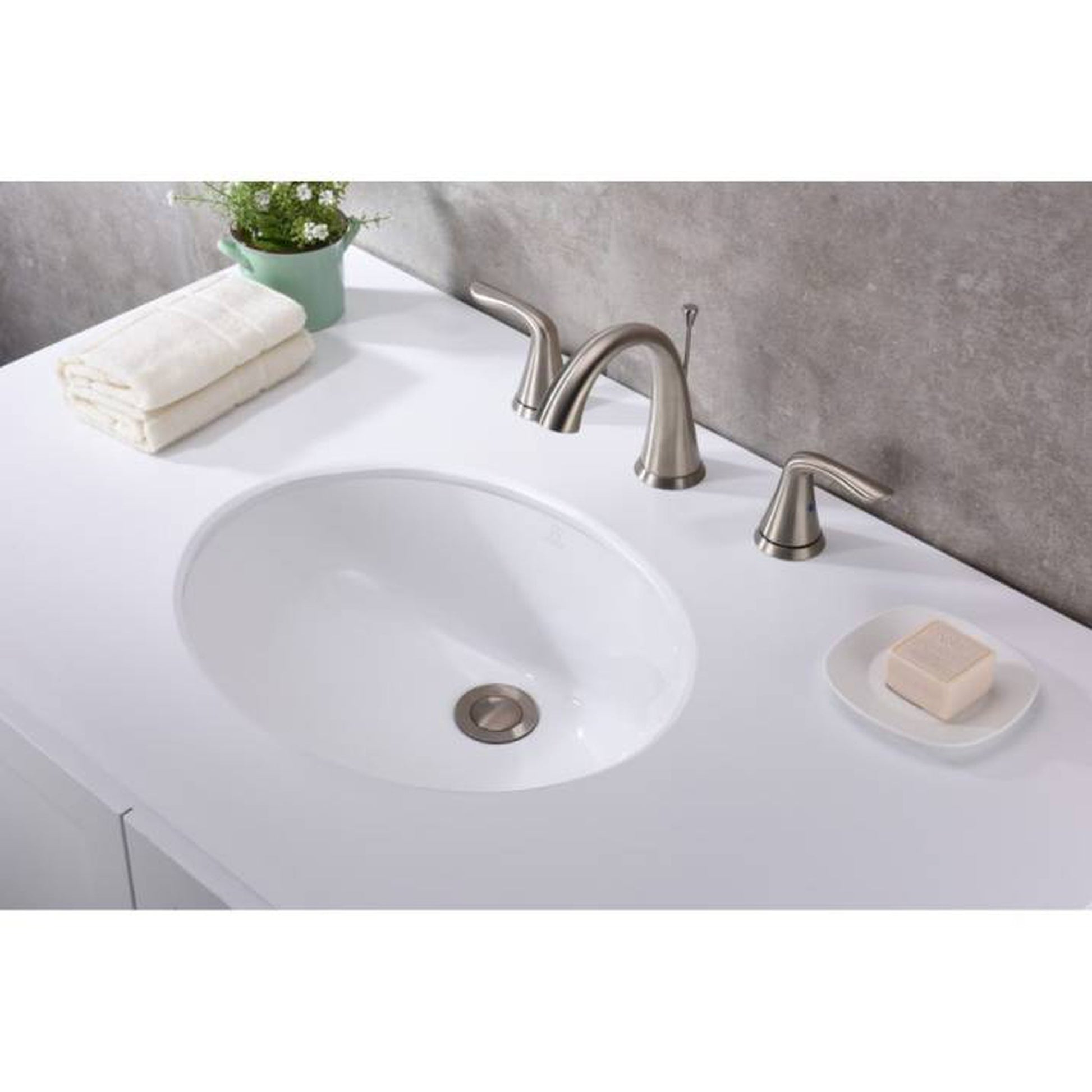 ANZZI Rhodes Series 21.5" x 15" Oval Shape Glossy White Undermount Sink With Built-In Overflow