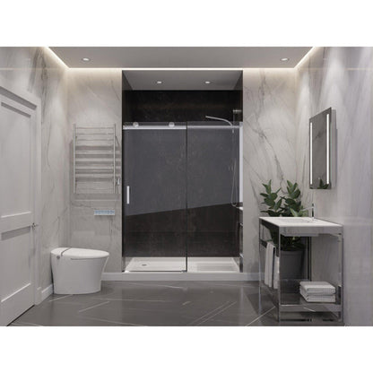 ANZZI Rhodes Series 48" x 76" Frameless Rectangular Polished Chrome Sliding Shower Door With Handle and Tsunami Guard