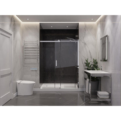 ANZZI Rhodes Series 60" x 76" Frameless Rectangular Polished Chrome Sliding Shower Door With Handle and Tsunami Guard