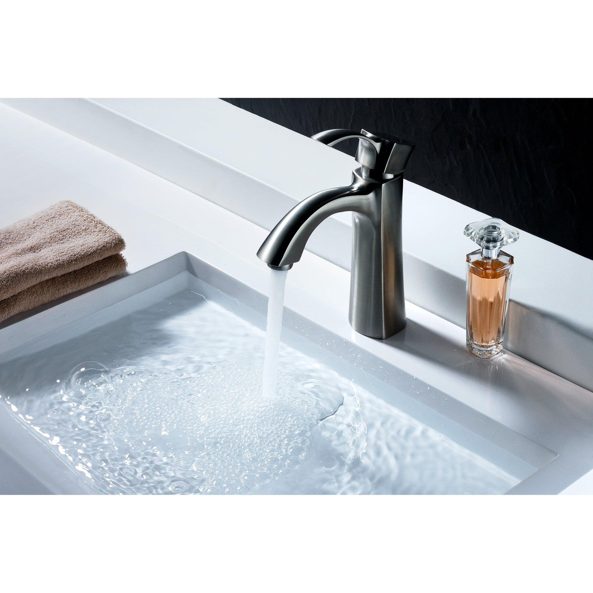 ANZZI Rhythm Series 5" Single Hole Brushed Nickel Mid-Arc Bathroom Sink Faucet